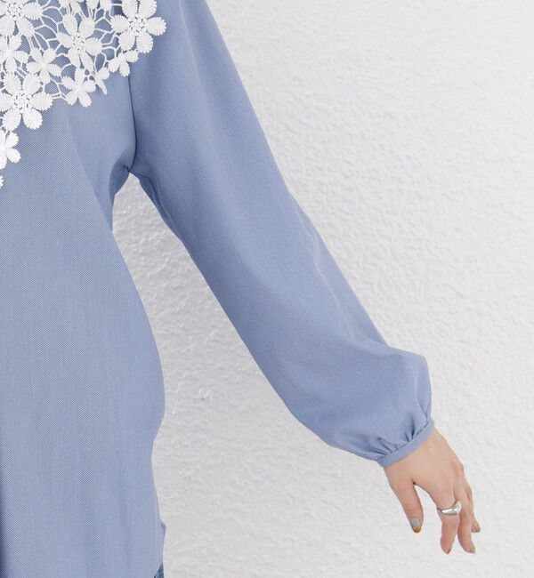 SHIPS for women「【WEB限定】〈手洗い可能〉フラワー ヨーク レース ロング スリーブ ブラウス」|シャツ・ブラウス|