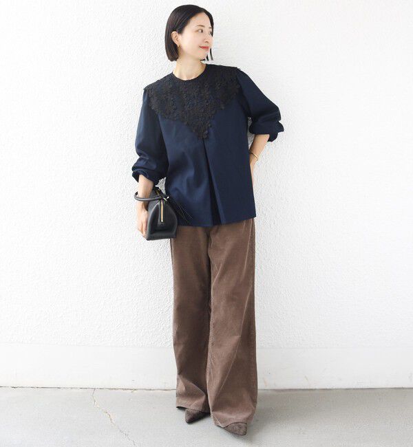 SHIPS for women「【WEB限定】〈手洗い可能〉フラワー ヨーク レース ロング スリーブ ブラウス」|シャツ・ブラウス|