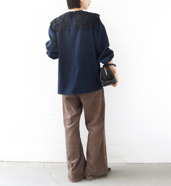 SHIPS for women「【WEB限定】〈手洗い可能〉フラワー ヨーク レース ロング スリーブ ブラウス」|シャツ・ブラウス|