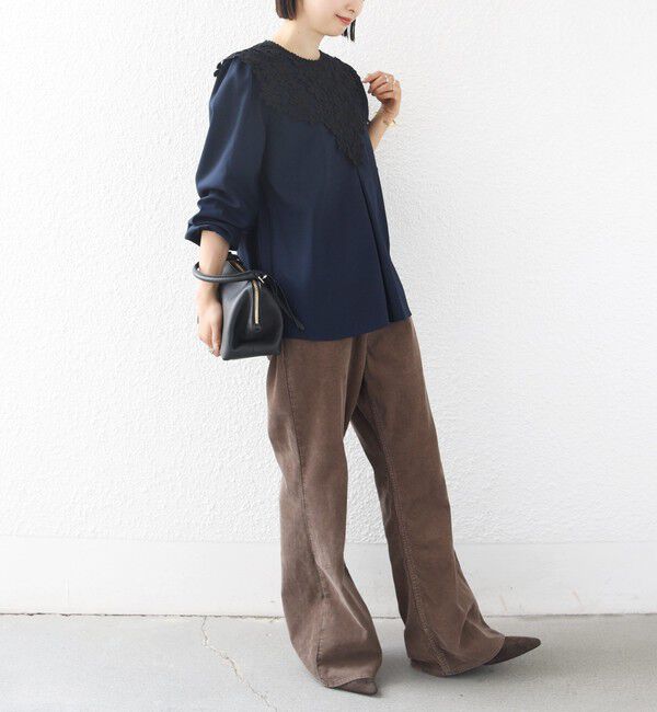 SHIPS for women「【WEB限定】〈手洗い可能〉フラワー ヨーク レース ロング スリーブ ブラウス」|シャツ・ブラウス|