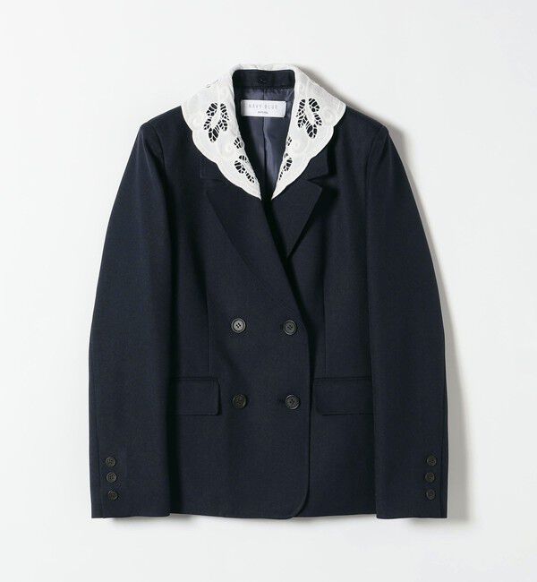 SHIPS any「〈手洗い可能〉ウールライク レース カラー ジャケット［NAVY BLUE］」|テーラードジャケット|