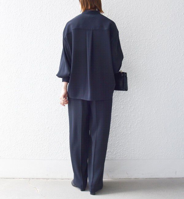 SHIPS any「〈洗濯機可能〉ウエスト ボタン 2タック セミワイド パンツ［NAVY BLUE］」|スラックス|