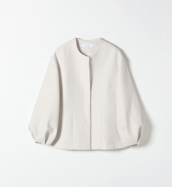 SHIPS any「〈手洗い可能〉パフ スリーブ ノーカラー ジャケット［NAVY BLUE］」|ノーカラージャケット|