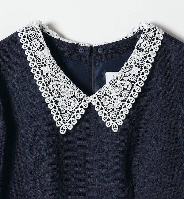 SHIPS any「〈洗濯機可能〉レースカラー ロング スリーブ ワンピース［NAVY BLUE］」|ワンピース|