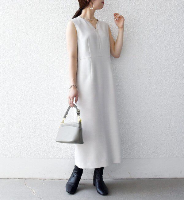 SHIPS any「〈洗濯機可能〉カーブネック ノースリーブ ワンピース［NAVY BLUE］」|ワンピース|