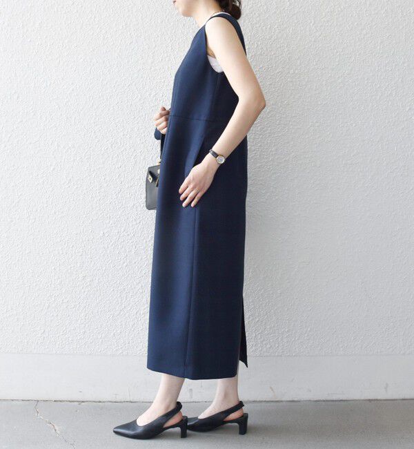 SHIPS any「〈洗濯機可能〉カーブネック ノースリーブ ワンピース［NAVY BLUE］」|ワンピース|