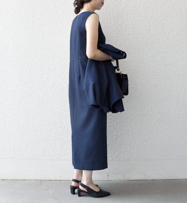 SHIPS any「〈洗濯機可能〉カーブネック ノースリーブ ワンピース［NAVY BLUE］」|ワンピース|