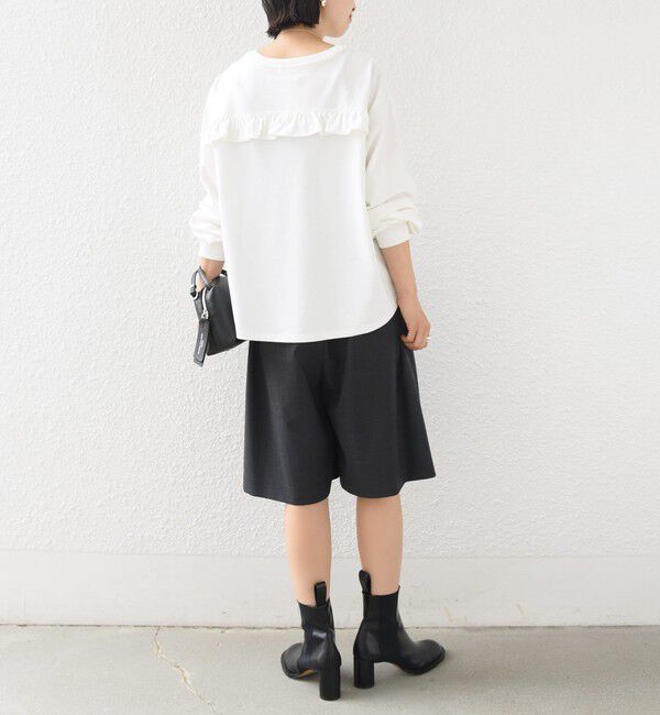 SHIPS for women「【WEB限定】〈洗濯機可能〉オーガニックコットン フリル ロングスリーブ TEE」|Tシャツ・カットソー|
