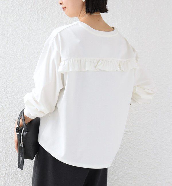 SHIPS for women「【WEB限定】〈洗濯機可能〉オーガニックコットン フリル ロングスリーブ TEE」|Tシャツ・カットソー|