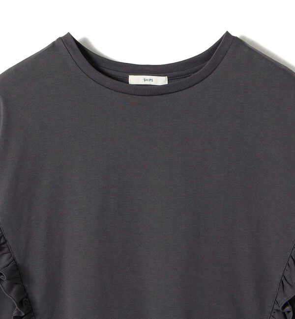 SHIPS for women「【WEB限定】〈洗濯機可能〉オーガニックコットン フリル ロングスリーブ TEE」|Tシャツ・カットソー|