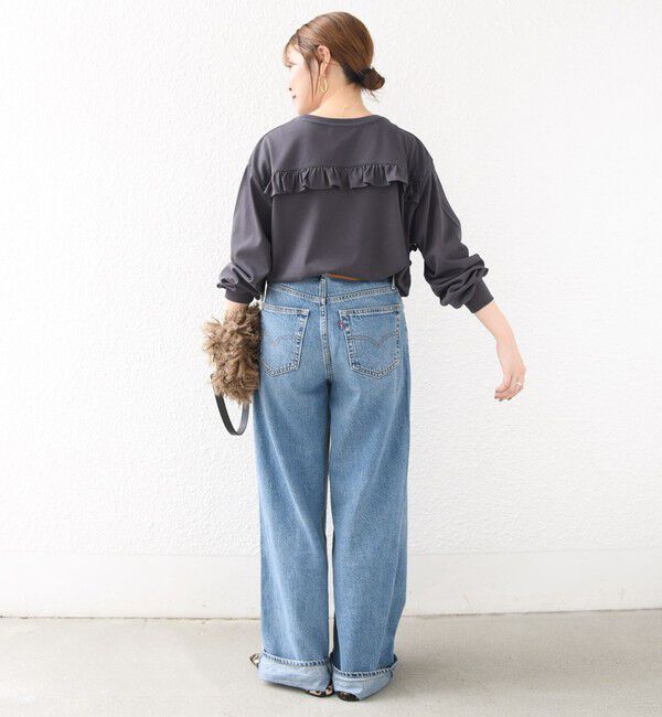 SHIPS for women「【WEB限定】〈洗濯機可能〉オーガニックコットン フリル ロングスリーブ TEE」|Tシャツ・カットソー|
