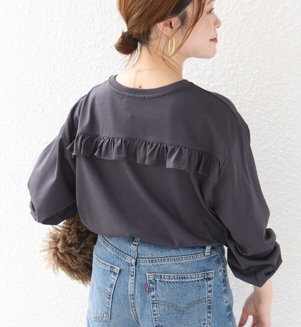 SHIPS for women「【WEB限定】〈洗濯機可能〉オーガニックコットン フリル ロングスリーブ TEE」|Tシャツ・カットソー|