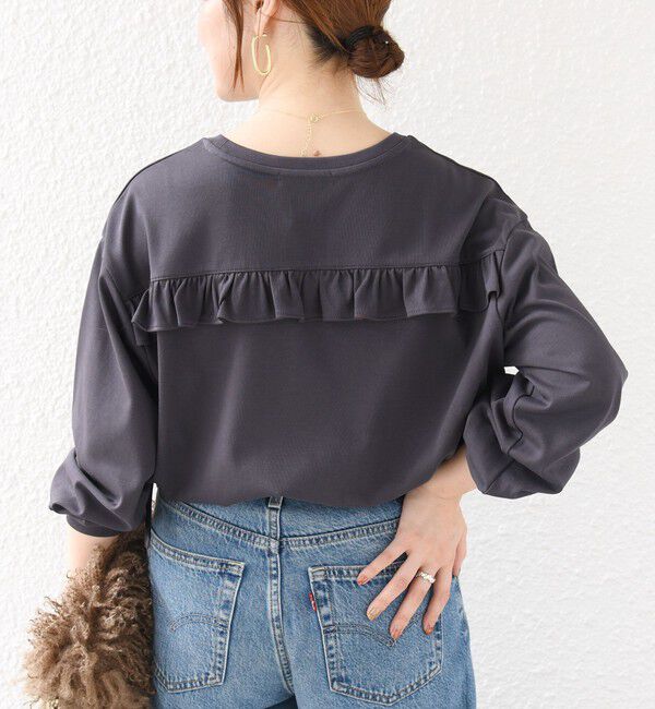 SHIPS for women「【WEB限定】〈洗濯機可能〉オーガニックコットン フリル ロングスリーブ TEE」|Tシャツ・カットソー|