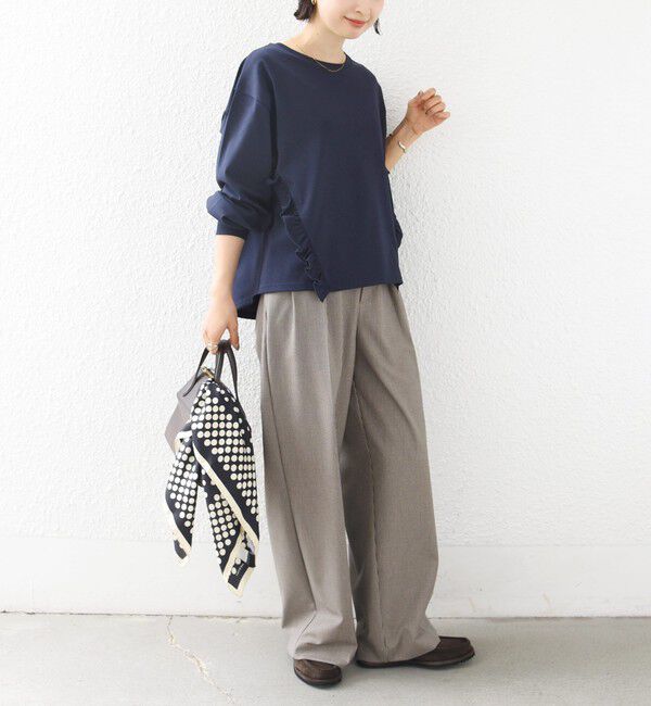 SHIPS for women「【WEB限定】〈洗濯機可能〉オーガニックコットン フリル ロングスリーブ TEE」|Tシャツ・カットソー|
