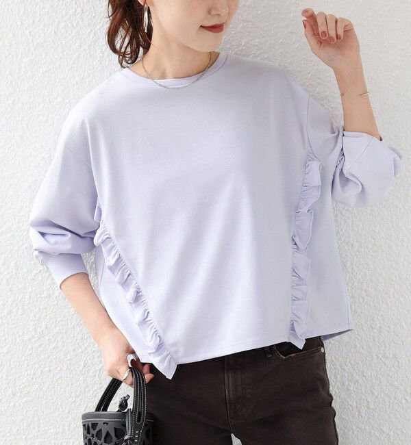 SHIPS for women「【WEB限定】〈洗濯機可能〉オーガニックコットン フリル ロングスリーブ TEE」|Tシャツ・カットソー|