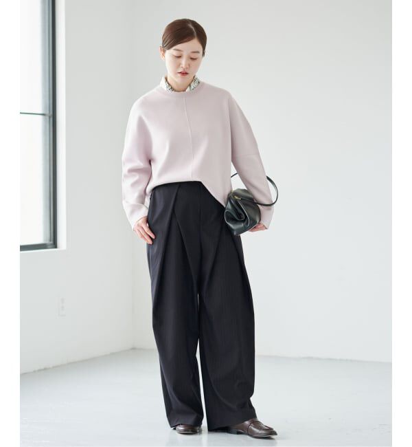 IENA「ウールMIXタックワイドパンツ」|スラックス|