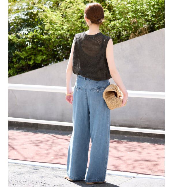 SLOBE IENA「《WEB限定/3サイズ展開/追加6》LEDENIM TUCK TROUSERデニム」|デニム|