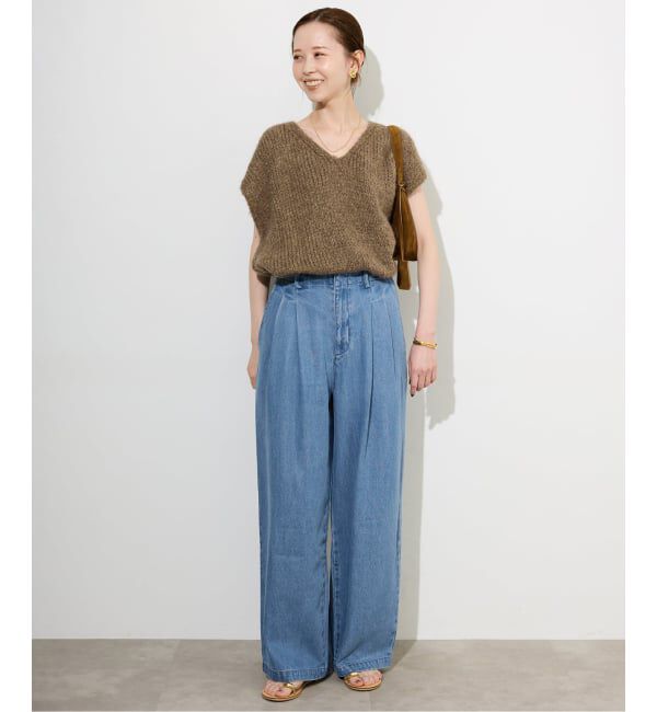SLOBE IENA「《WEB限定/3サイズ展開/追加6》LEDENIM TUCK TROUSERデニム」|デニム|