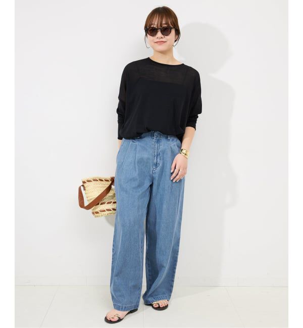 SLOBE IENA「《WEB限定/3サイズ展開/追加6》LEDENIM TUCK TROUSERデニム」|デニム|