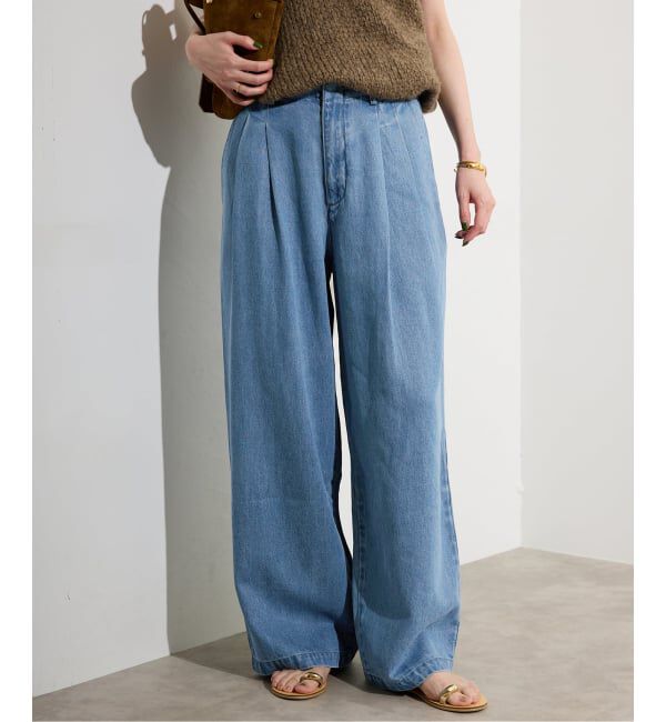 SLOBE IENA「《WEB限定/3サイズ展開/追加6》LEDENIM TUCK TROUSERデニム」|デニム|