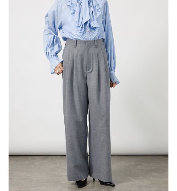 VERMEIL par iena「ANASTASIA タックパンツ」|スラックス|グレー