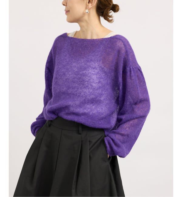 VERMEIL par iena「ENRICA エンリカ Airy Sheer Alpaka Vプルオーバー KNIT280」|ニット・セーター|パープル