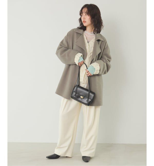 SLOBE IENA「《シリーズあり/追加予約》souple wool ダブルフェイスミドルコート」|ピーコート|