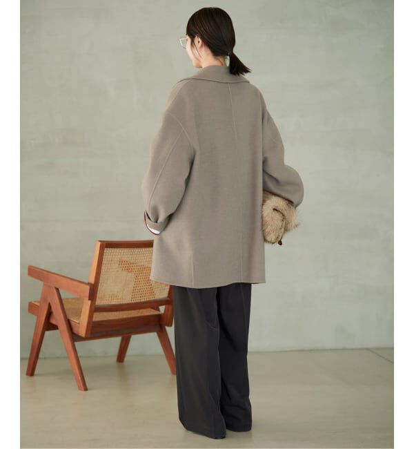 SLOBE IENA「《シリーズあり/追加予約》souple wool ダブルフェイスミドルコート」|ピーコート|