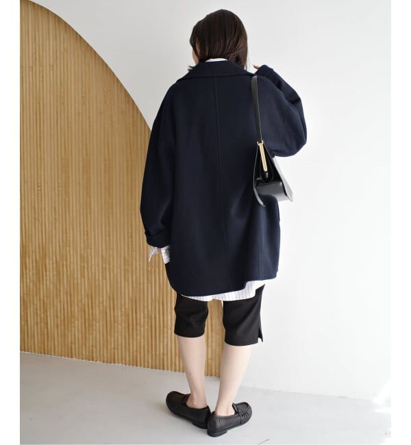 SLOBE IENA「《シリーズあり/追加予約》souple wool ダブルフェイスミドルコート」|ピーコート|