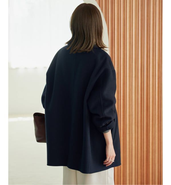 SLOBE IENA「《シリーズあり/追加予約》souple wool ダブルフェイスミドルコート」|ピーコート|