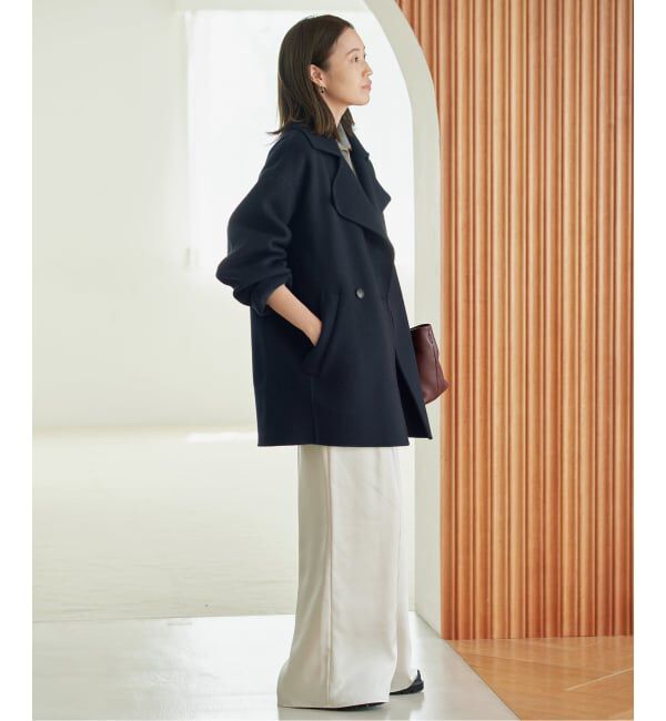 SLOBE IENA「《シリーズあり/追加予約》souple wool ダブルフェイスミドルコート」|ピーコート|