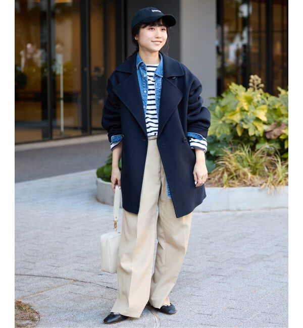 SLOBE IENA「《シリーズあり/追加予約》souple wool ダブルフェイスミドルコート」|ピーコート|