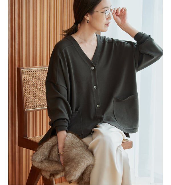 SLOBE IENA「《WEB限定カラーあり/追加予約》ウォッシャブルワイドシルエットカーディガン」|カーディガン|カーキ