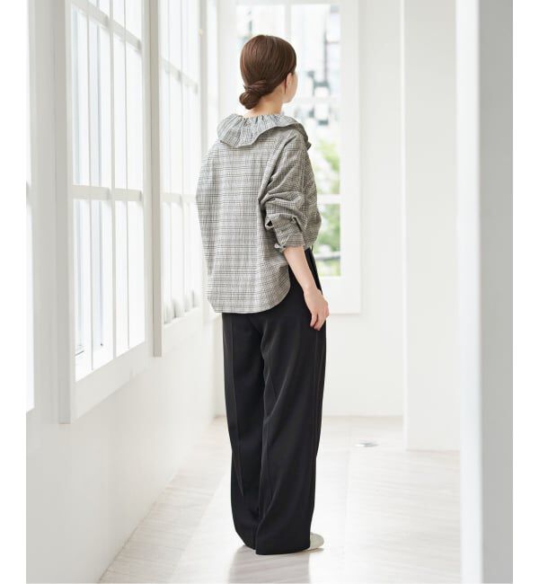 IENA「ストレッチツイルセミワイドパンツ」|スラックス|