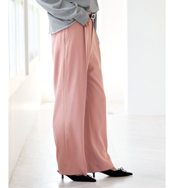 IENA「ストレッチツイルセミワイドパンツ」|スラックス|