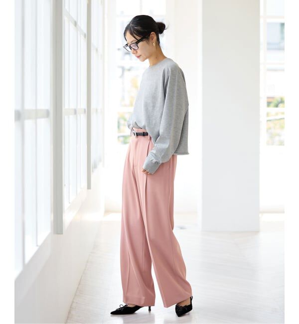 IENA「ストレッチツイルセミワイドパンツ」|スラックス|