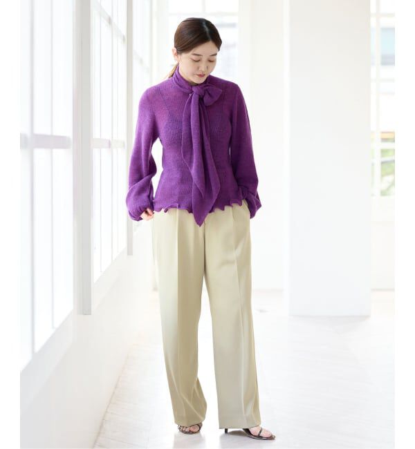 IENA「ストレッチツイルセミワイドパンツ」|スラックス|