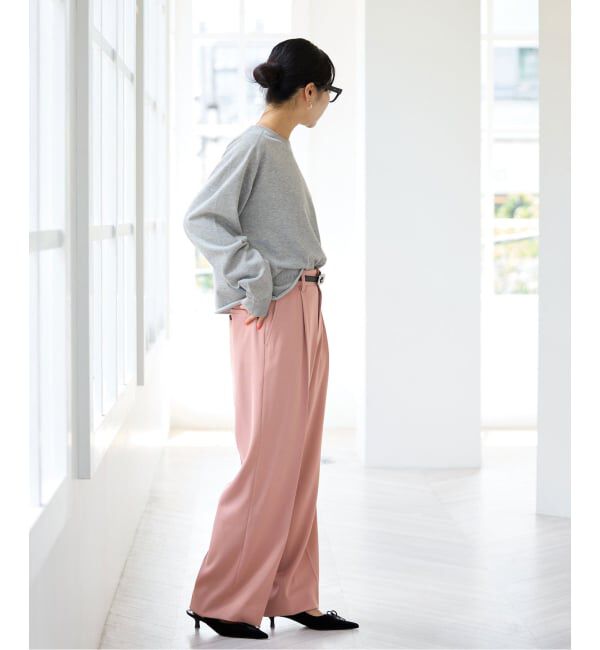 IENA「ストレッチツイルセミワイドパンツ」|スラックス|