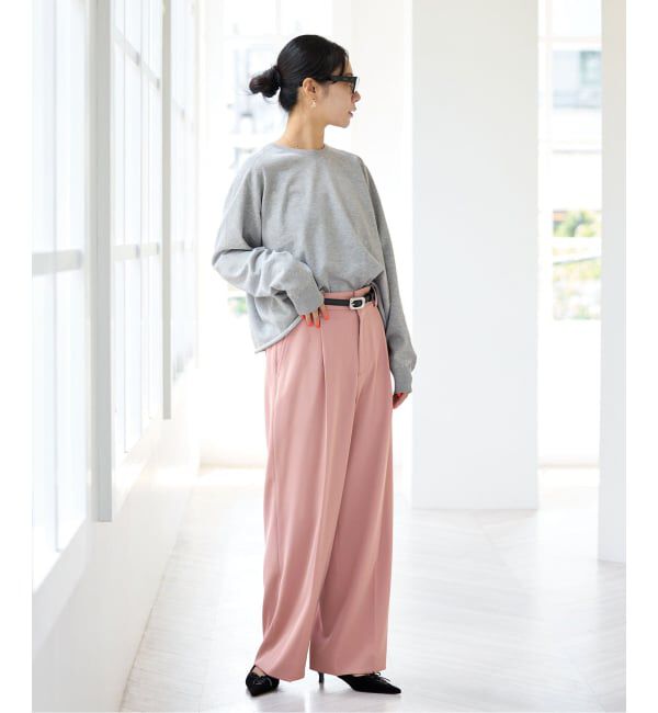 IENA「ストレッチツイルセミワイドパンツ」|スラックス|