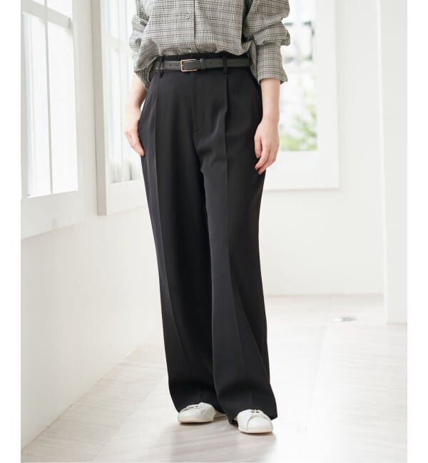 IENA「ストレッチツイルセミワイドパンツ」|スラックス|