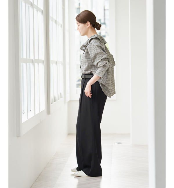 IENA「ストレッチツイルセミワイドパンツ」|スラックス|