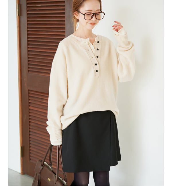 SLOBE IENA「《シリーズあり/予約》PLAYFULウールカシミヤヘンリーネックプルオーバー」|ニット・セーター|ナチュラル