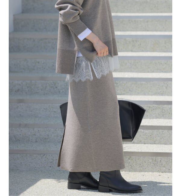 JOURNAL STANDARD relume「《予約》ウォッシャブルウールミックススリットスカート」|スカート|グレーA