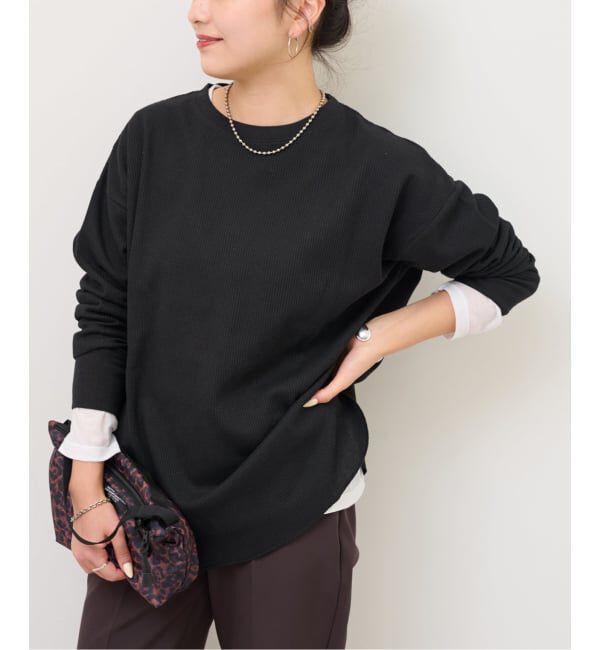 JOURNAL STANDARD relume「《一部WEB限定追加予約》TCワッフルオーバーサイズロングスリーブTシャツ」|Tシャツ・カットソー|ブラック