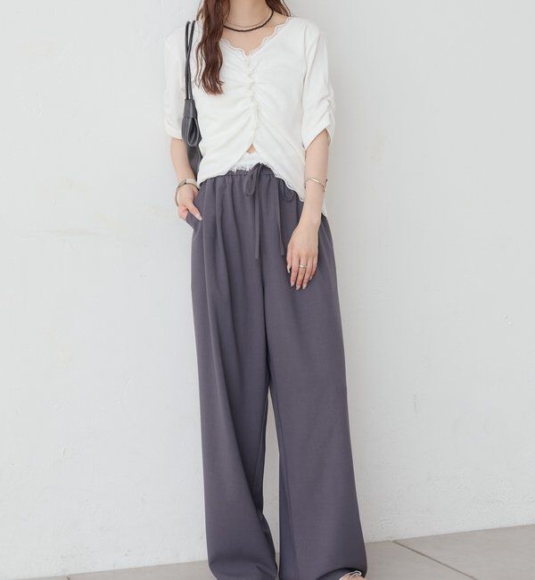  「半袖ギャザーリブカーディガン」|Tシャツ・カットソー|