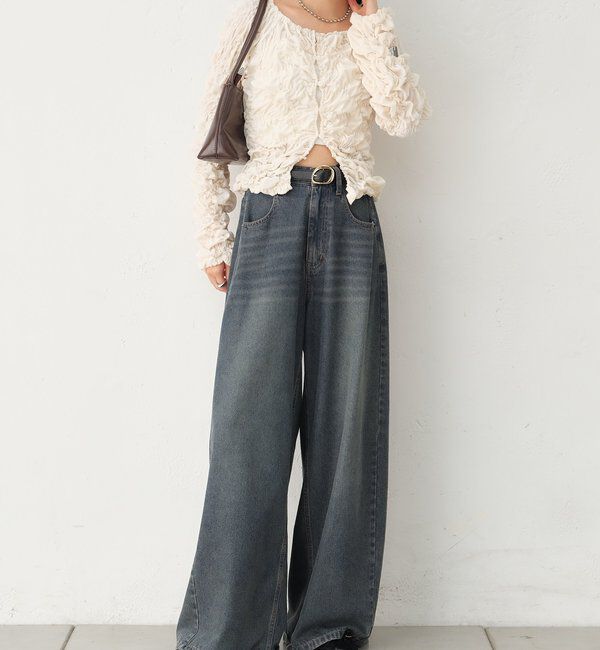  「26AWベルト付きカーブワイドデニム」|デニム|