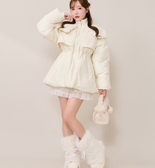  「リボン付きフェイクファー厚底ブーツ」|その他|