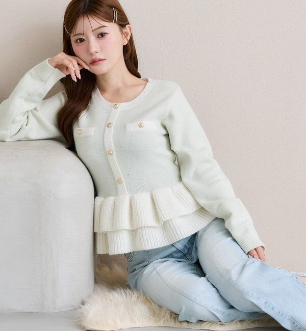  「【SMサイズ展開】ビジューラインサイドスリットフレアデニム」|その他|