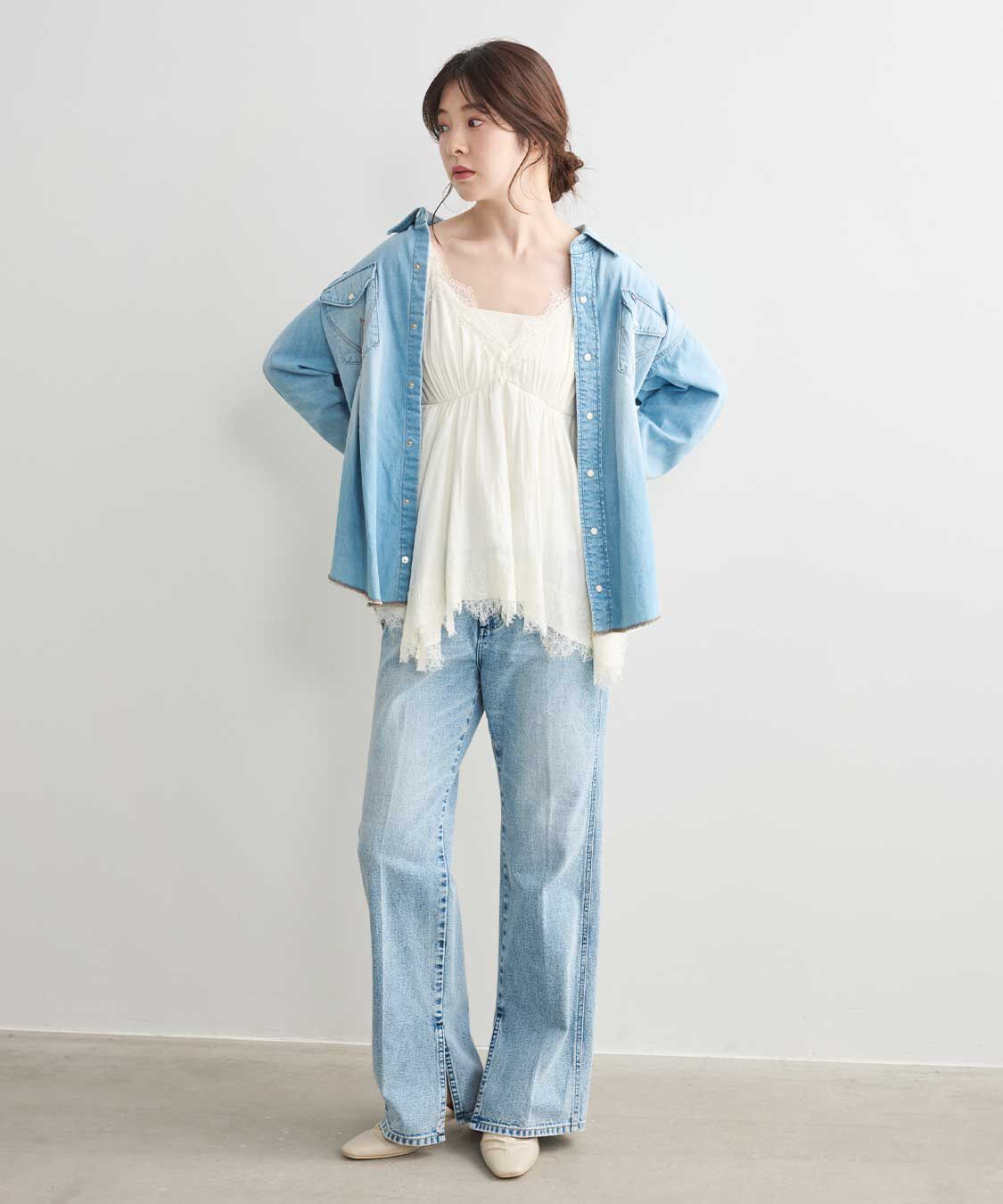 COCO DEAL「《COCO DEAL/Wrangler》ウエストタックデニムシャツ」|シャツ・ブラウス|