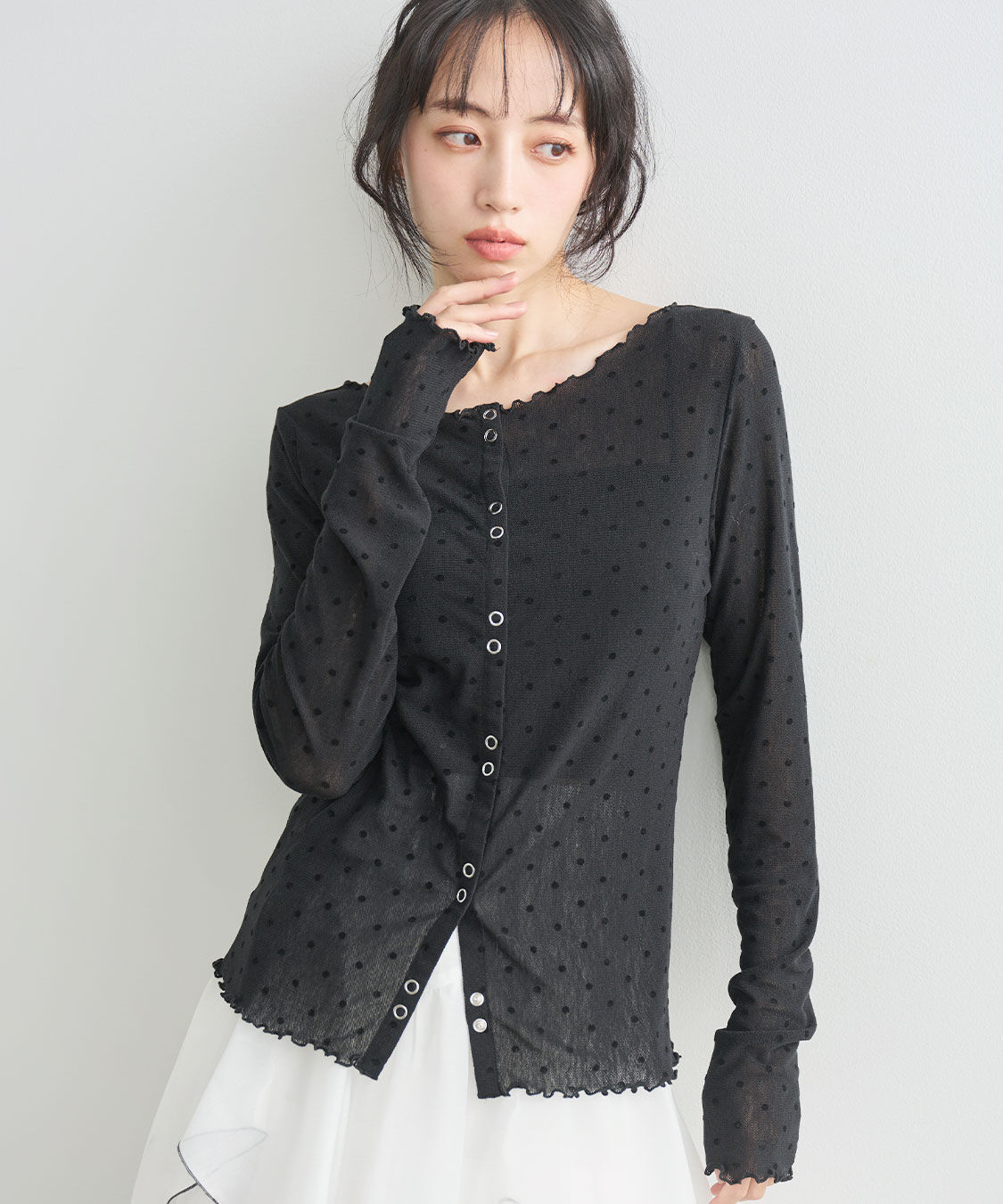 COCO DEAL「フロッキードットプリントトップス」|Tシャツ・カットソー|